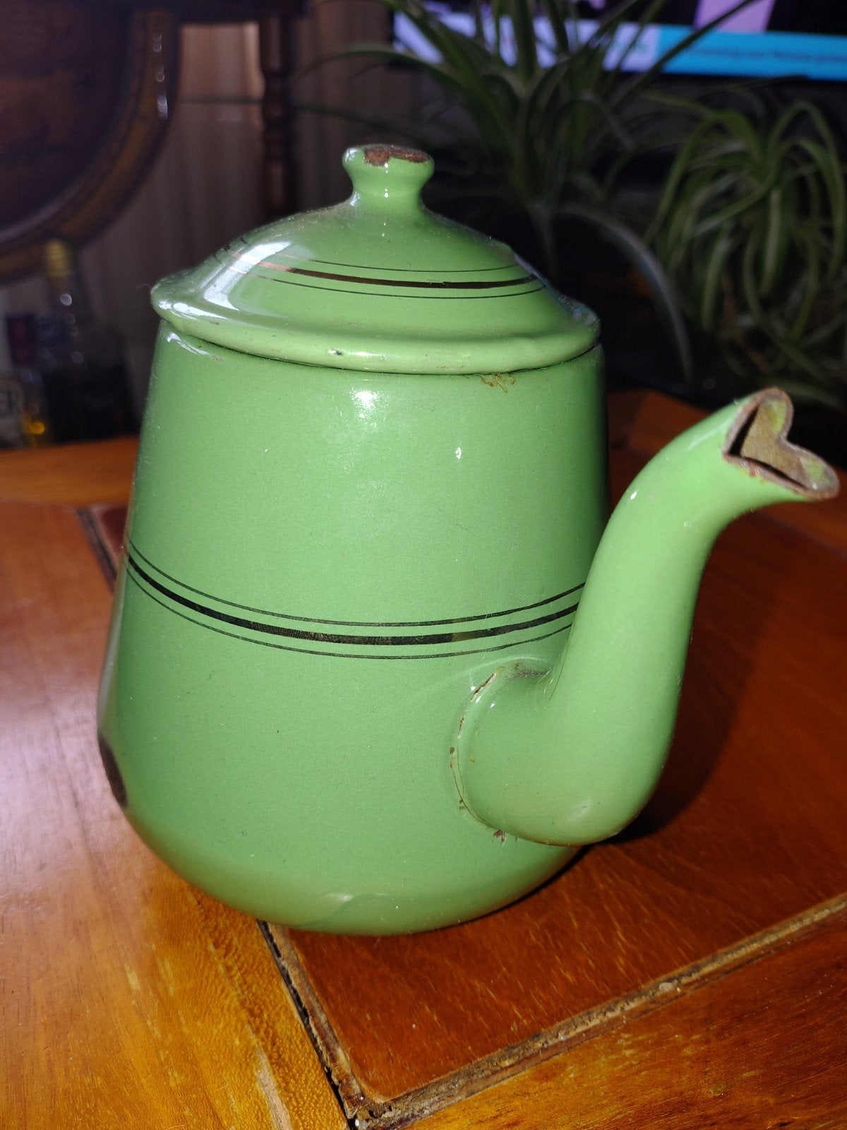 Vintage Groene Emaille Koffiepot - Retro Keuken Decoratie, Antiek en Kunst, Antiek | Emaille, Ophalen of Verzenden