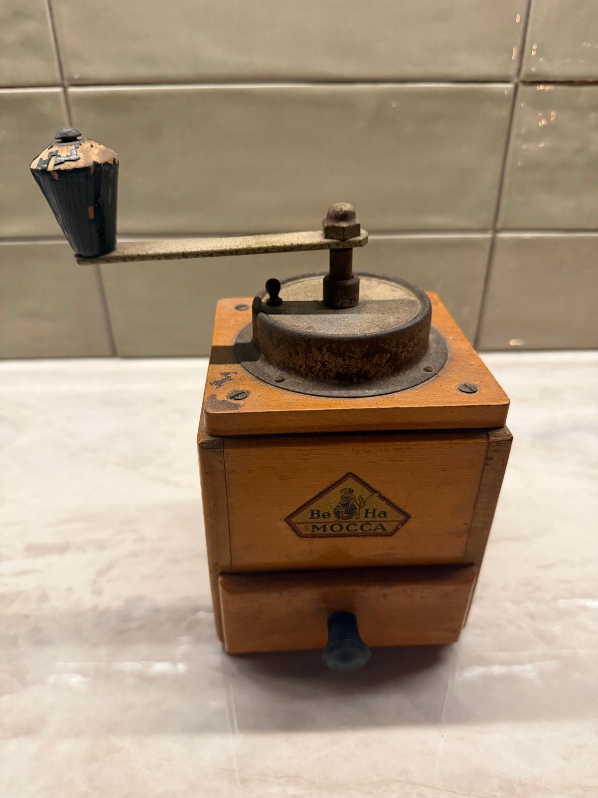Antieke Be-Ha Mocca Koffiemolen - Houten Handmolen, Ophalen of Verzenden