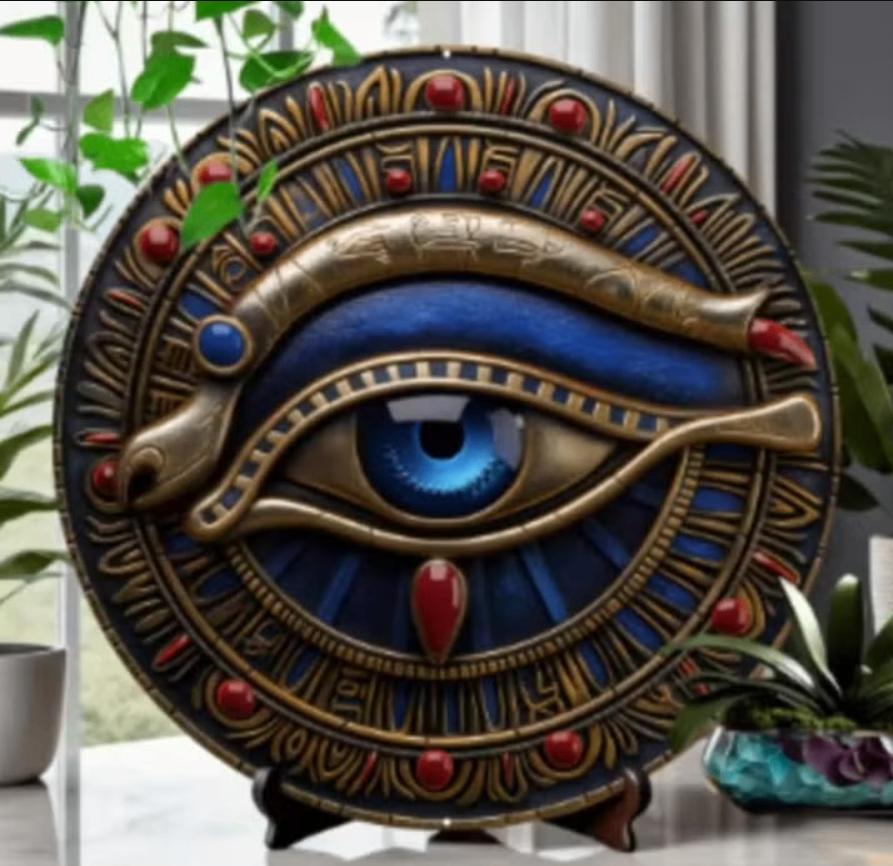 Vintage rond metalen bord Oog van Horus (20cm), Ophalen of Verzenden, Nieuw