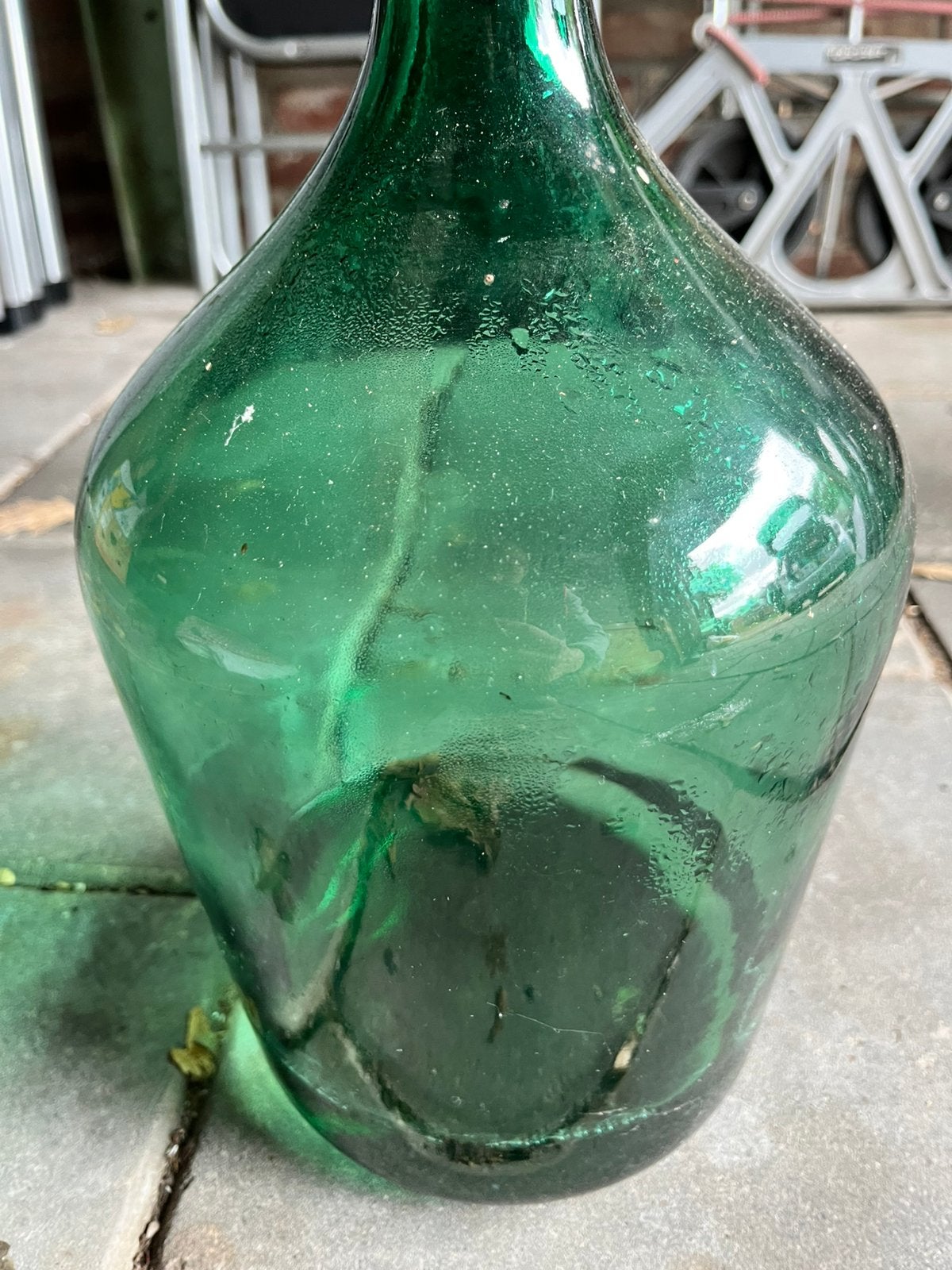 Groene fles wijnfles grote fles brocante, Ophalen, Gebruikt, Groen, Glas