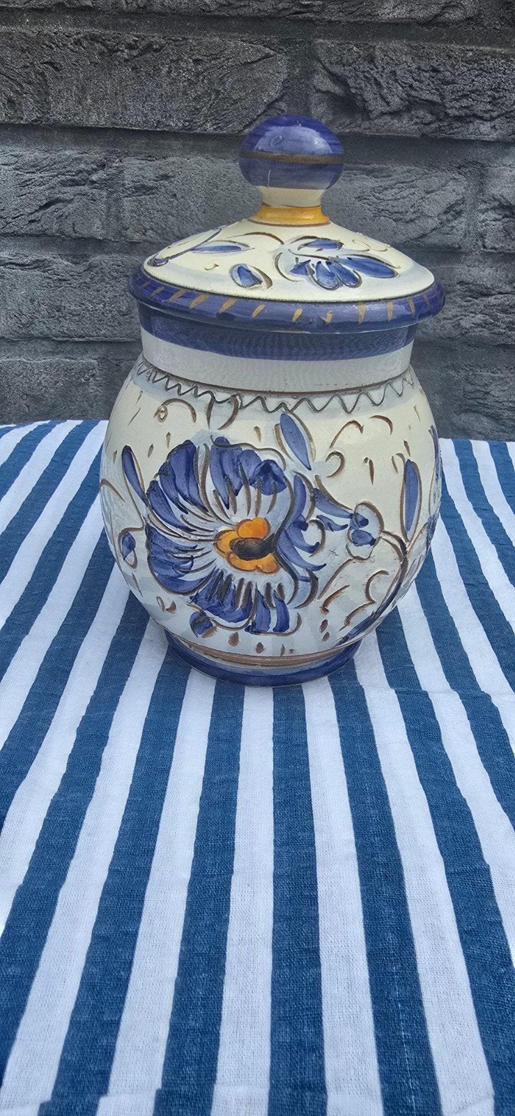 Deruta Italia Keramiek Pot met Deksel - Handgeschild, Ophalen of Verzenden