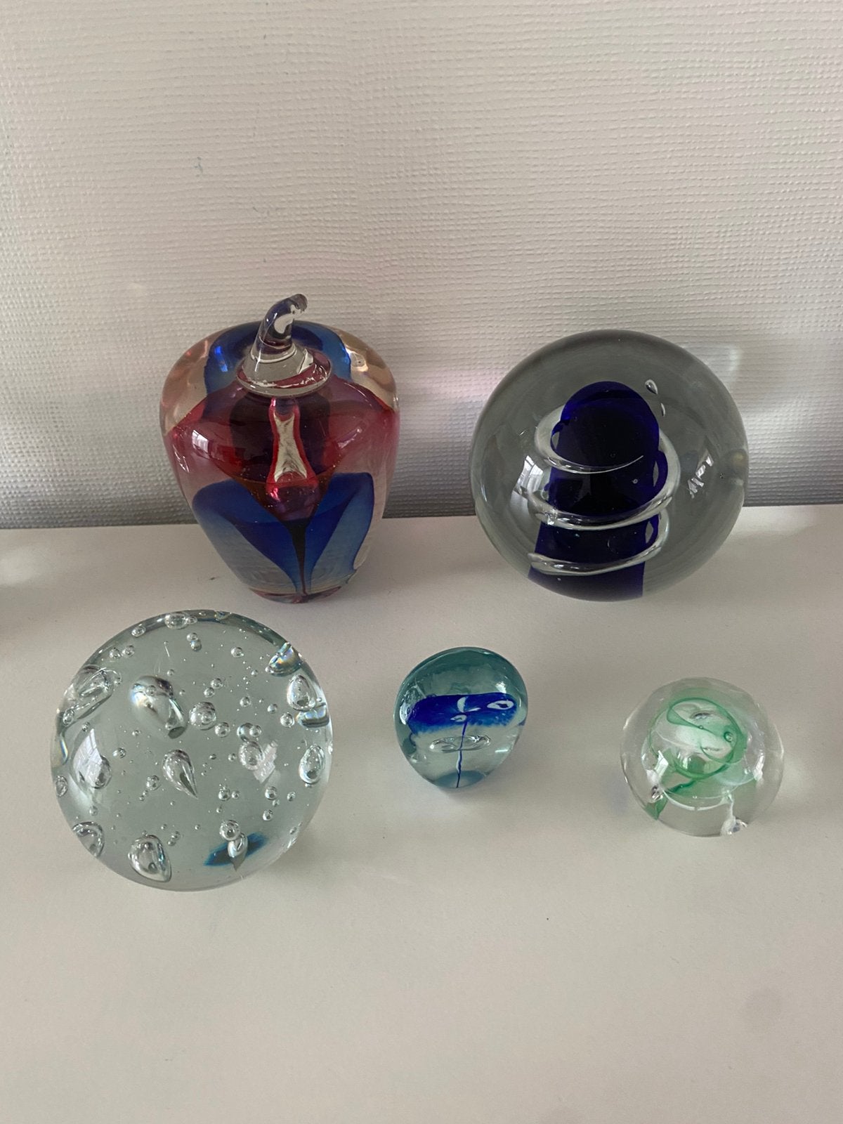 5– stuks Presse papier Vintage Murano stijl glazen Appels, Ophalen of Verzenden