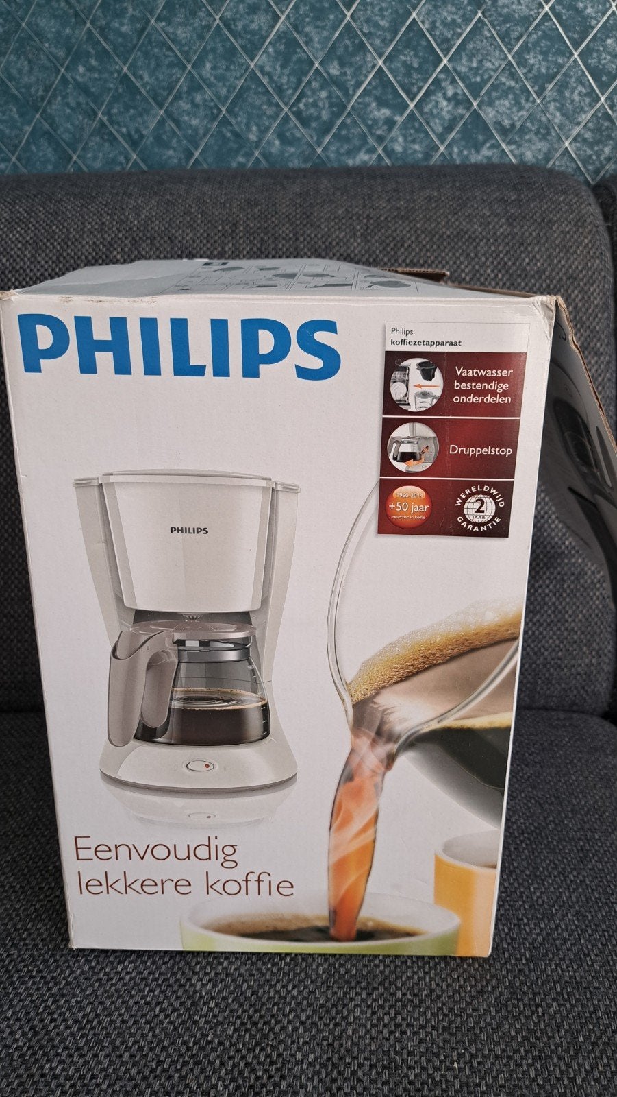 Philips Koffiezetapparaat HD7447/00 - Zo goed als nieuw, Afneembaar waterreservoir, 10 kopjes of meer, Koffiemachine, Gemalen koffie