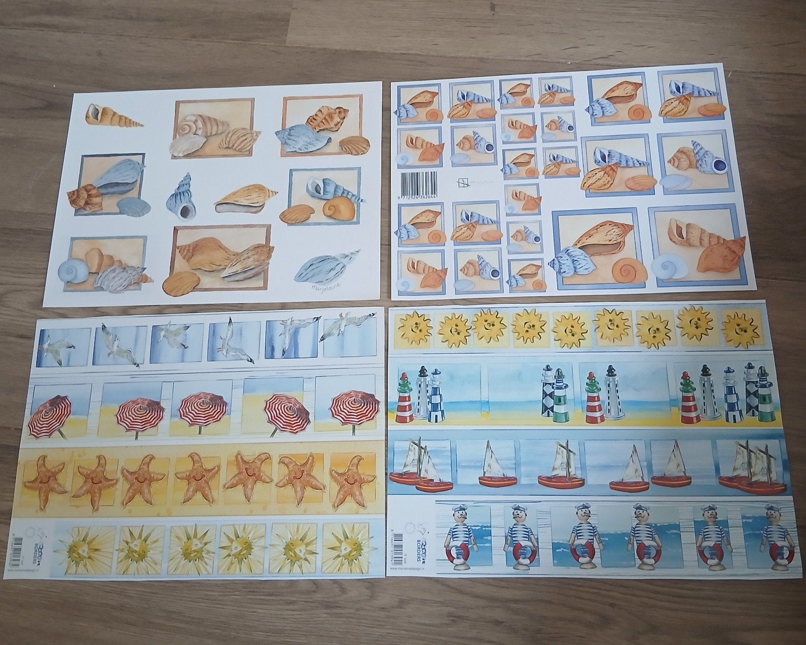 4x 3D Knipvellen Strand/Zee Thema - Knutselplezier, Zee en Strand, Nieuw, Meerkleurig, Ophalen of Verzenden
