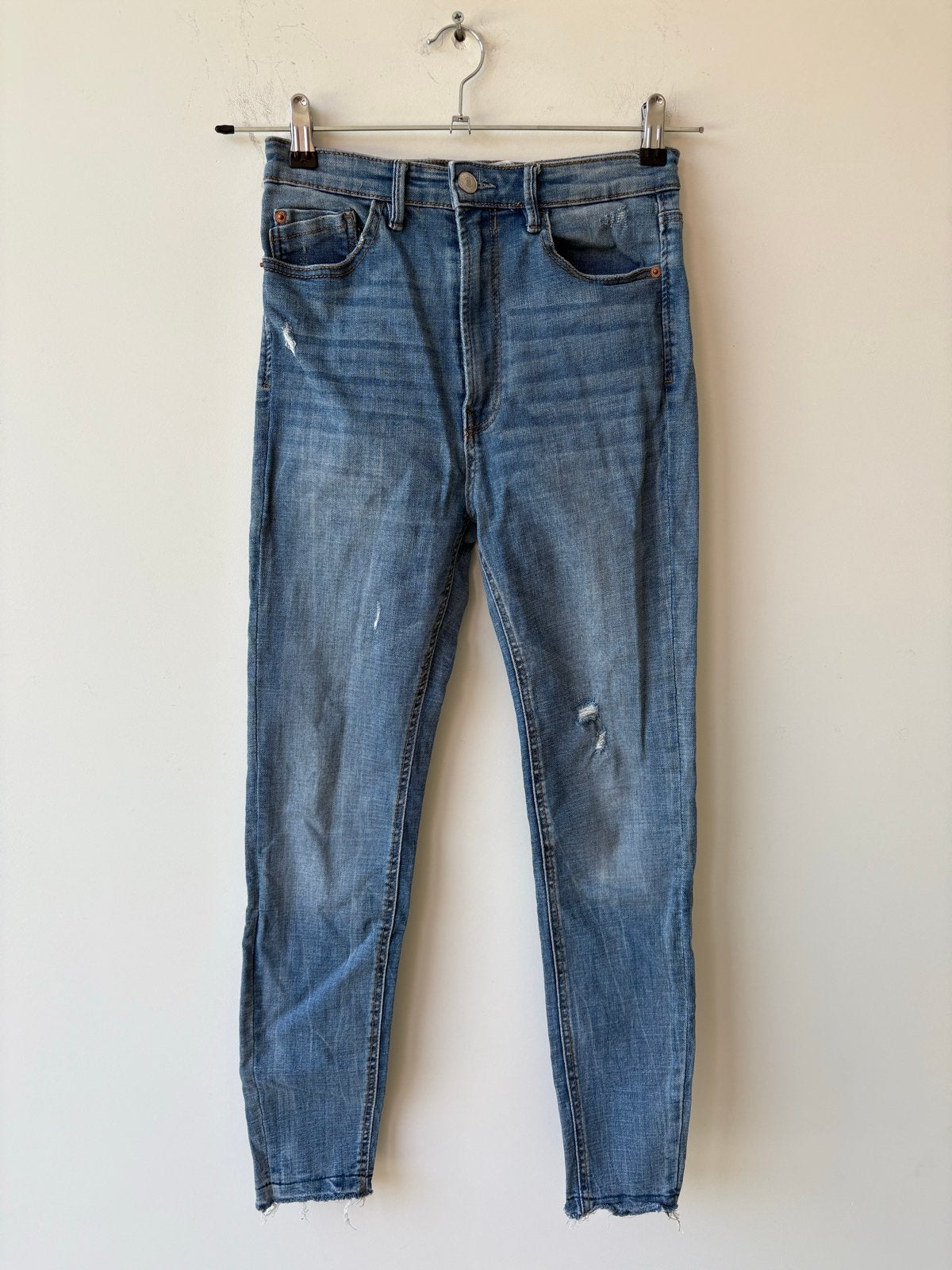 Stradivarius Blauwe Skinny Jeans High Waisted Maat 38, Ophalen of Verzenden, Zo goed als nieuw, Blauw, W30 - W32 (confectie 38/40)