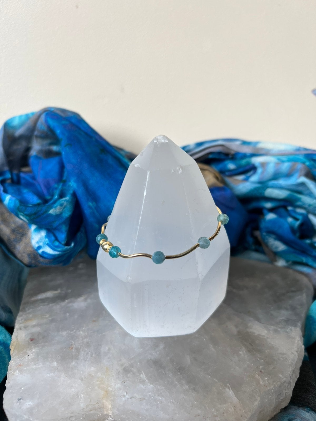 Aquamarijn beschermt intuïtie balans meditatie uniek, Met bedels of kralen, Blauw, Magnolia11, Nieuw