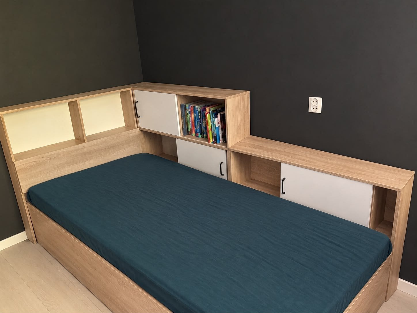 Tienerbed met opbergruimte en matras - 120x210 cm, Ophalen, Gebruikt, Overige kleuren, 210 cm