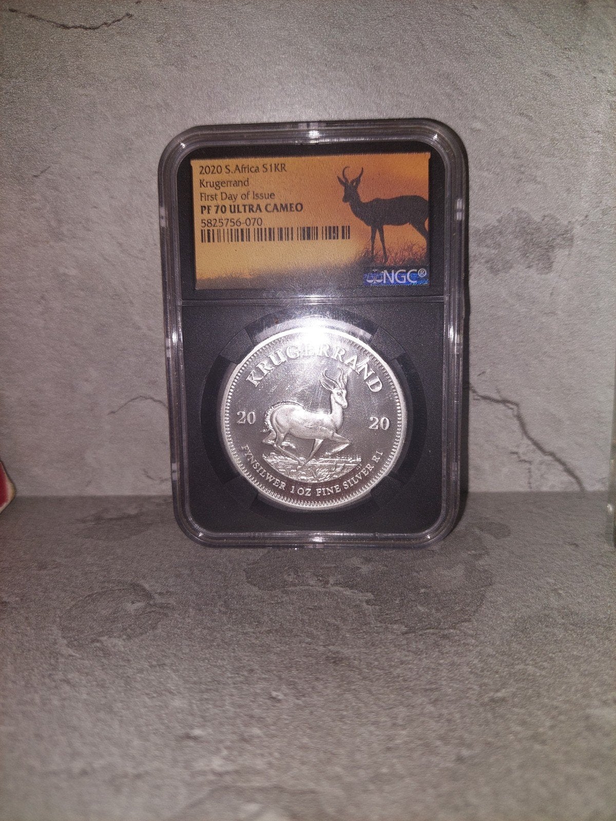 Zuid-Afrika 2020 1 oz Zilveren Krugerrand NGC MS70, Postzegels en Munten, Ophalen of Verzenden, Zuid-Afrika, Losse munt, Zilver
