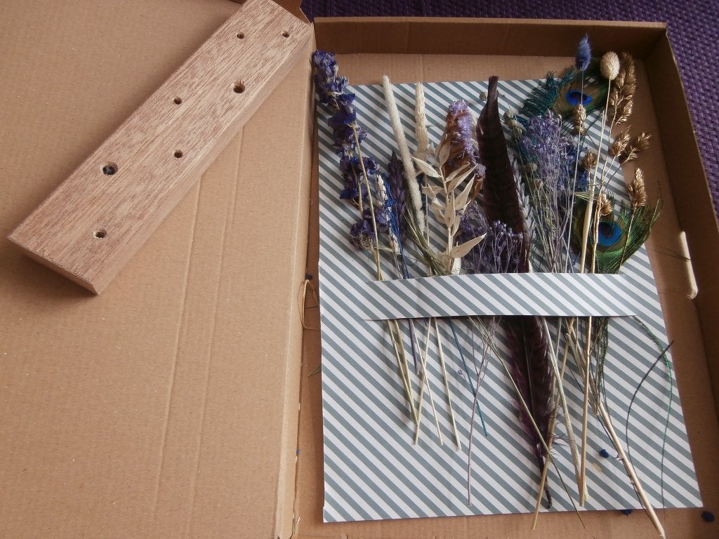 droogbloemen boeket hout als vaas decoratie veren pauwenveer, Ophalen of Verzenden, Nieuw