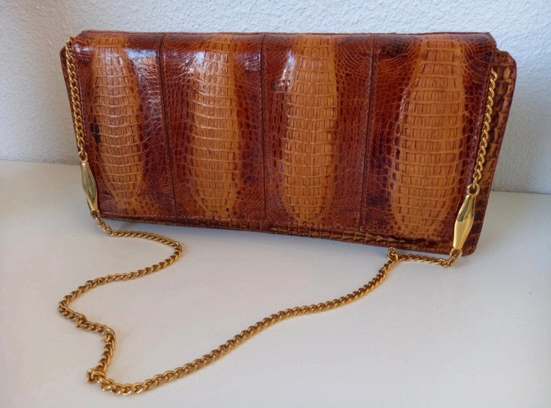 Vintage krokodillen leren handtas, Paco's Valencia, Ophalen of Verzenden, Zo goed als nieuw