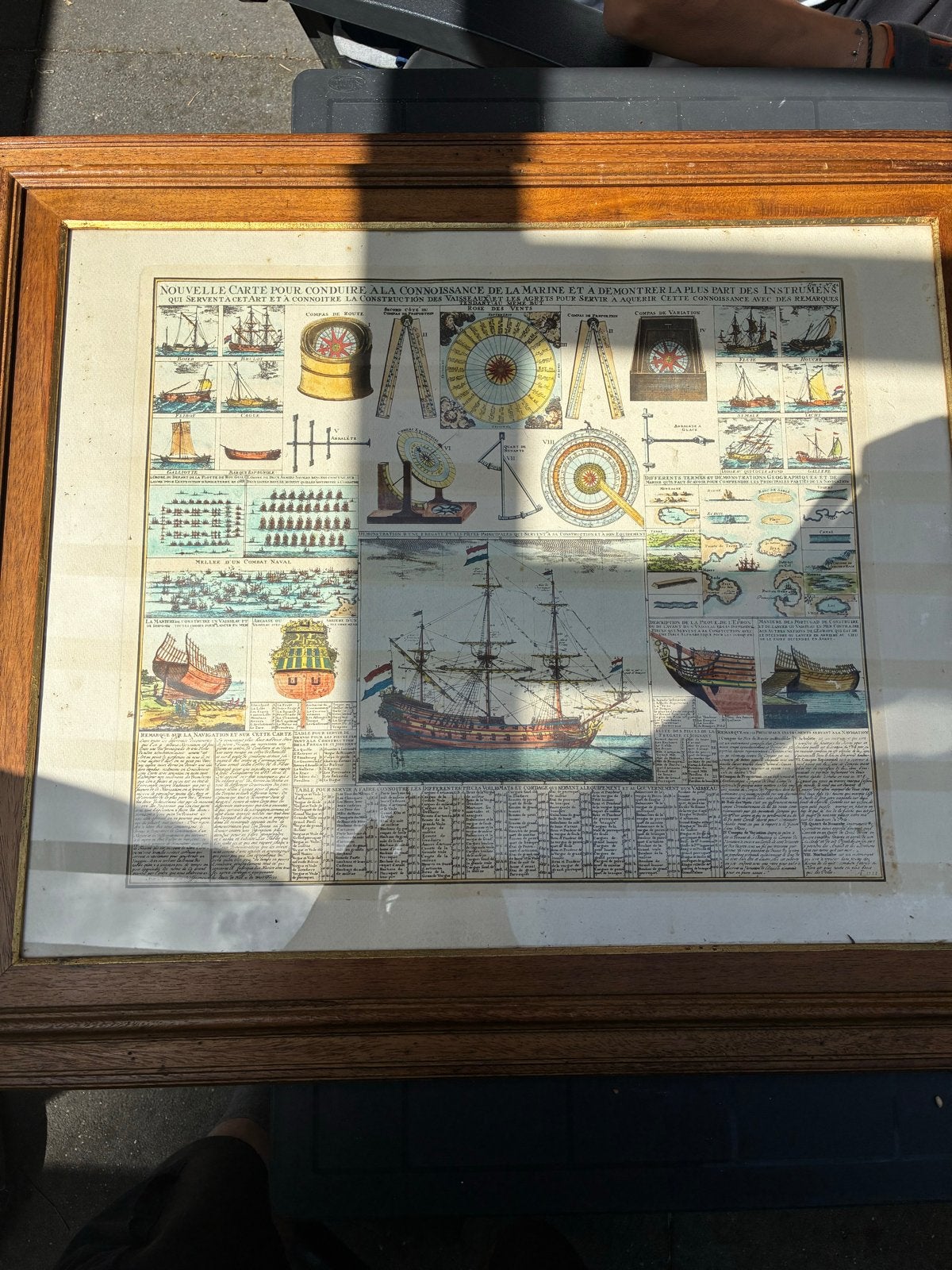 Antieke prent van schip en navigatie, gedateerd 1712, Antiek en Kunst, Kunst | Schilderijen | Klassiek, Ophalen of Verzenden