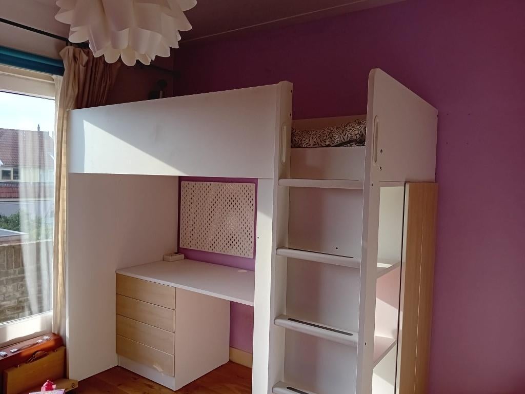 Mooie Ikea Småstad hoogslaper met bureau, Ophalen, Zo goed als nieuw, Hoogslaper