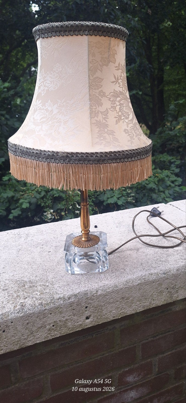 Vintage Tafellamp met Kwastjes en Kristallen Voet, Antiek en Kunst, Ophalen