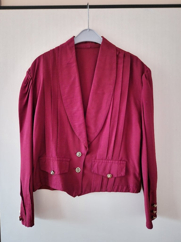Damescolbert, kleur bordeauxrood (Vintage, maat 40), Kleding | Dames, Maat 38/40 (M), Ophalen of Verzenden, Jasje, Gedragen