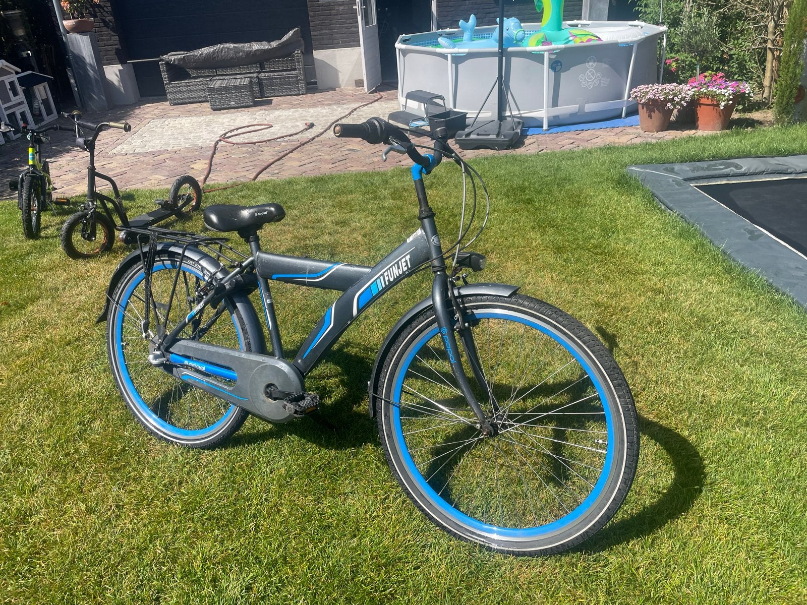 fiets  26inch Grijs/Blauw, Terugtraprem, Gebruikt, Versnellingen, 53 tot 57 cm