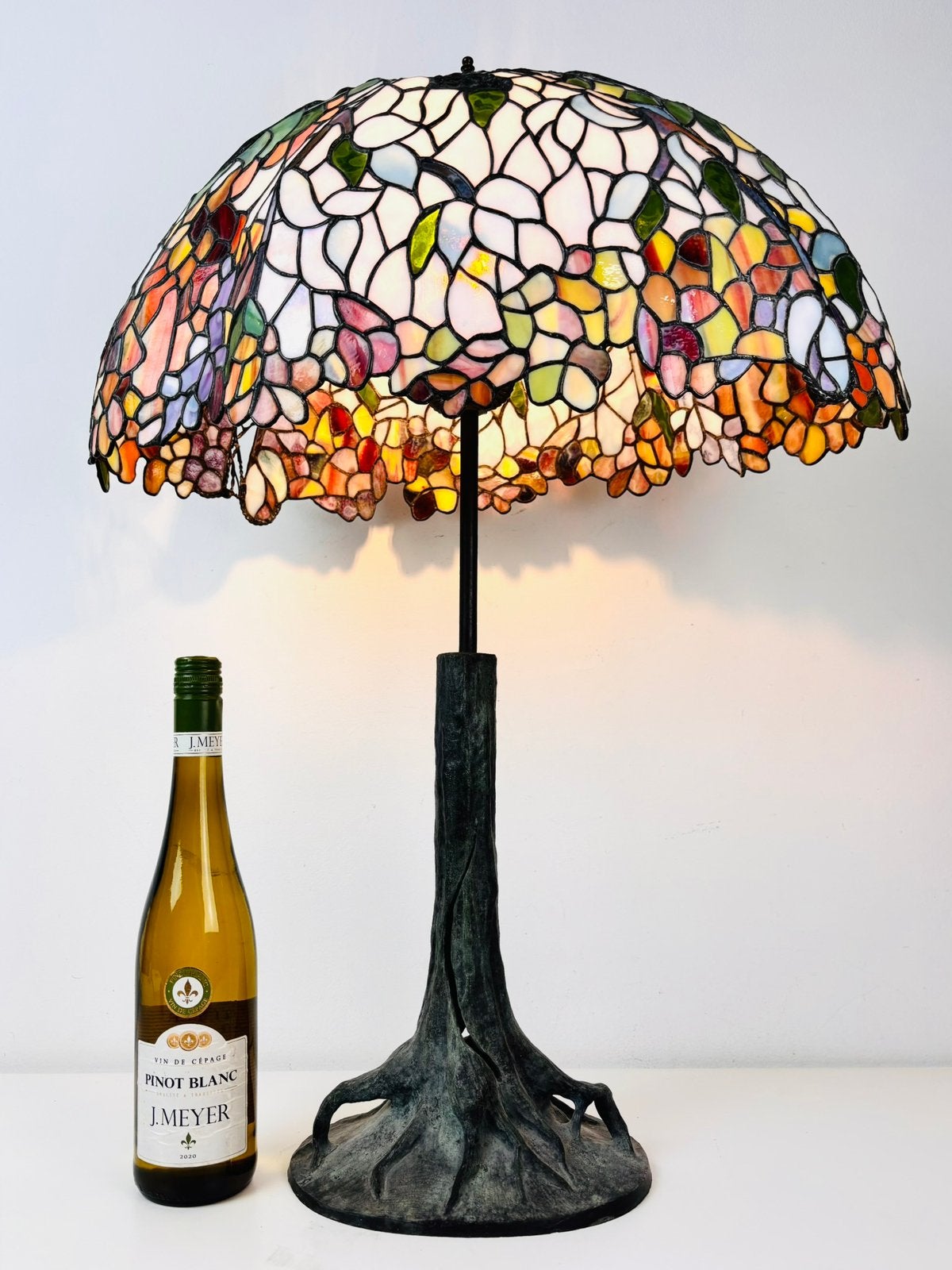 Grote art nouveau / art deco tiffany glas in lood tafellamp, Ophalen of Verzenden, Zo goed als nieuw, Glas