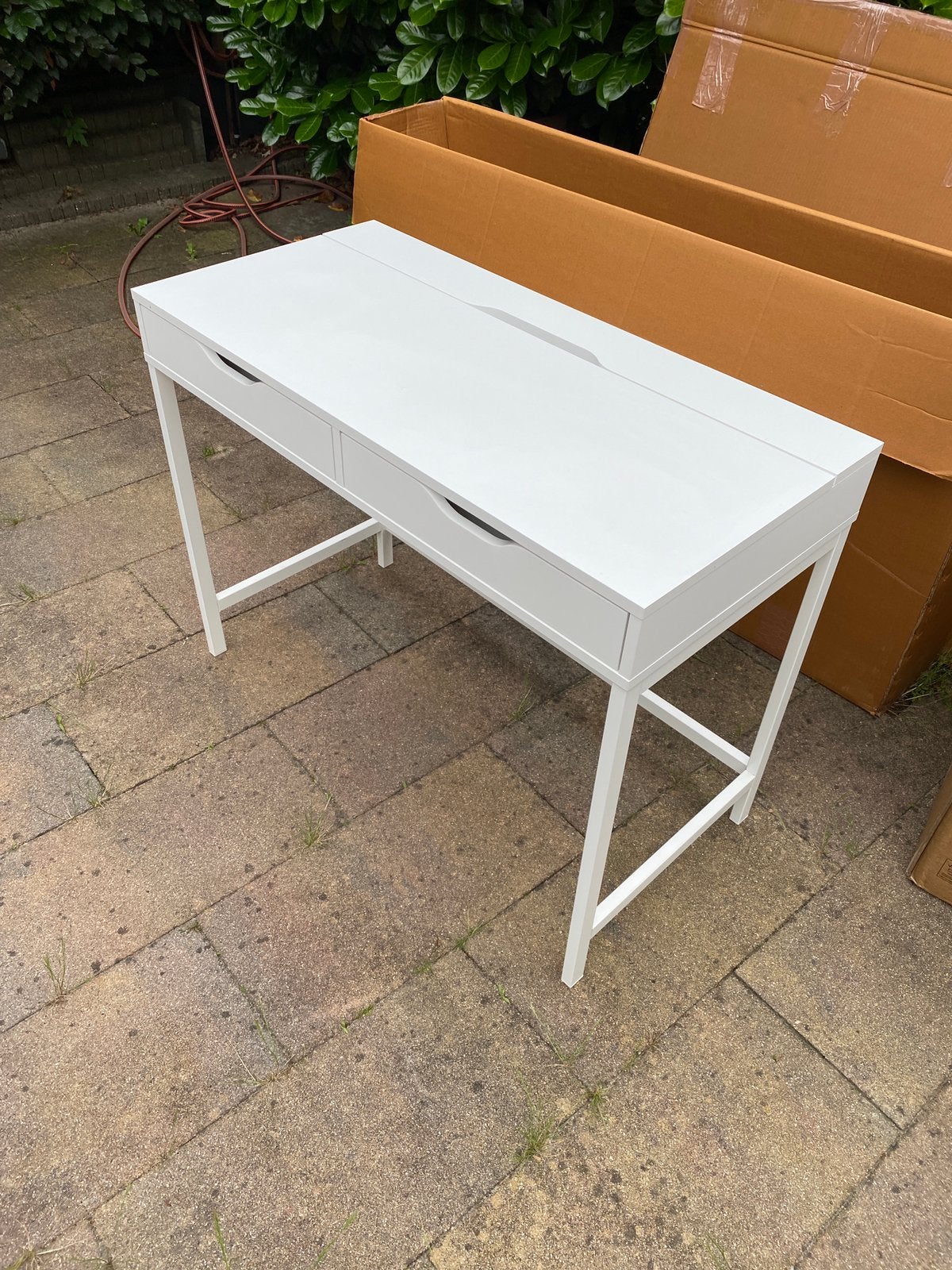 IKEA ALEX bureau wit - 100x48x76cm met 2 lades, Ophalen, 48 cm, Met lades, Spaanplaat of MDF