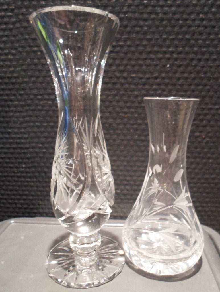 2 Kristallen vazen. Geslepen. Samen 6 euro., Ophalen of Verzenden