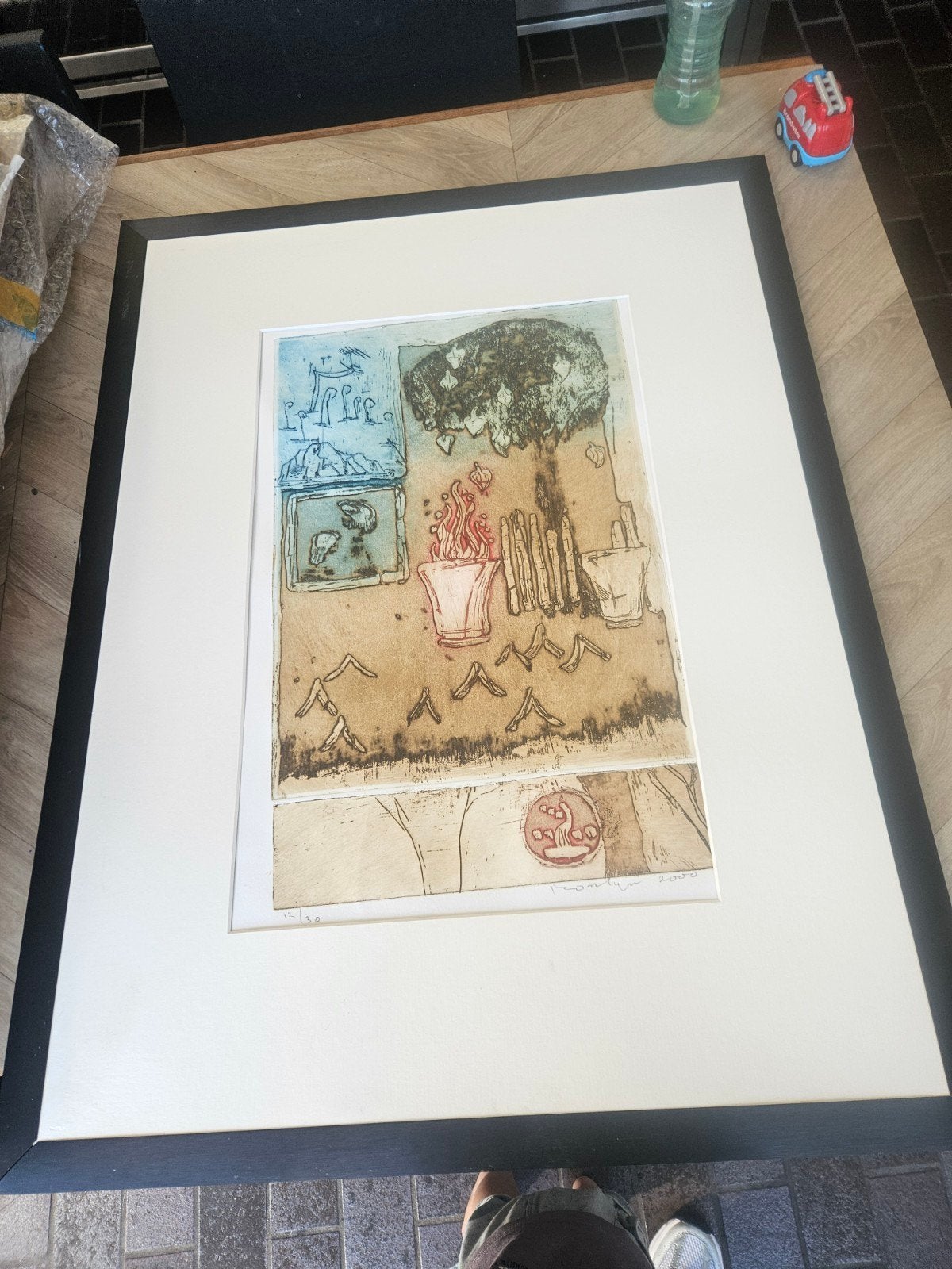 Gesigneerde en genummerde ets, 'van Jan montijn', Antiek en Kunst, Kunst | Etsen en Gravures, Ophalen of Verzenden, Ets, Ingelijst