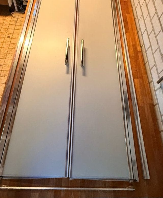 Douchedeur met matglas en chromen handgrepen, Ophalen, Gebruikt