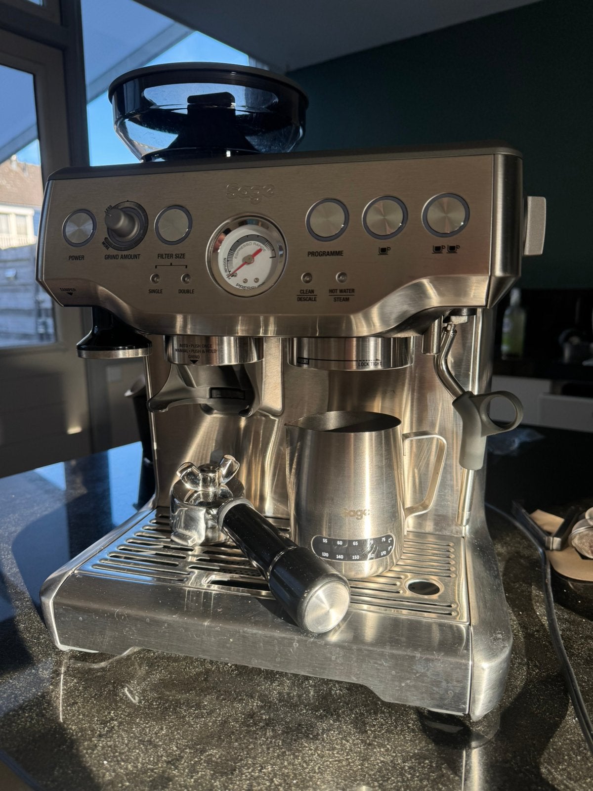 Sage Barista Express espresso machine, Ophalen, Gebruikt, Espresso apparaat, Koffiebonen