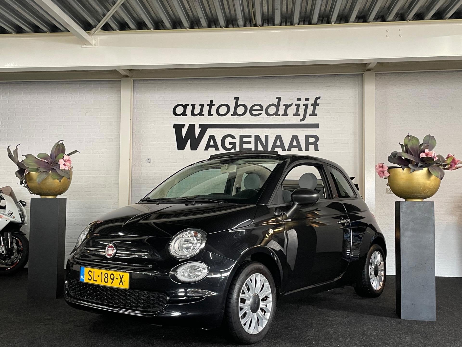 Fiat 500 C 0.9 TwinAir Turbo Popstar, Auto's, Gebruikt, Cabriolet, Zwart, Origineel Nederlands