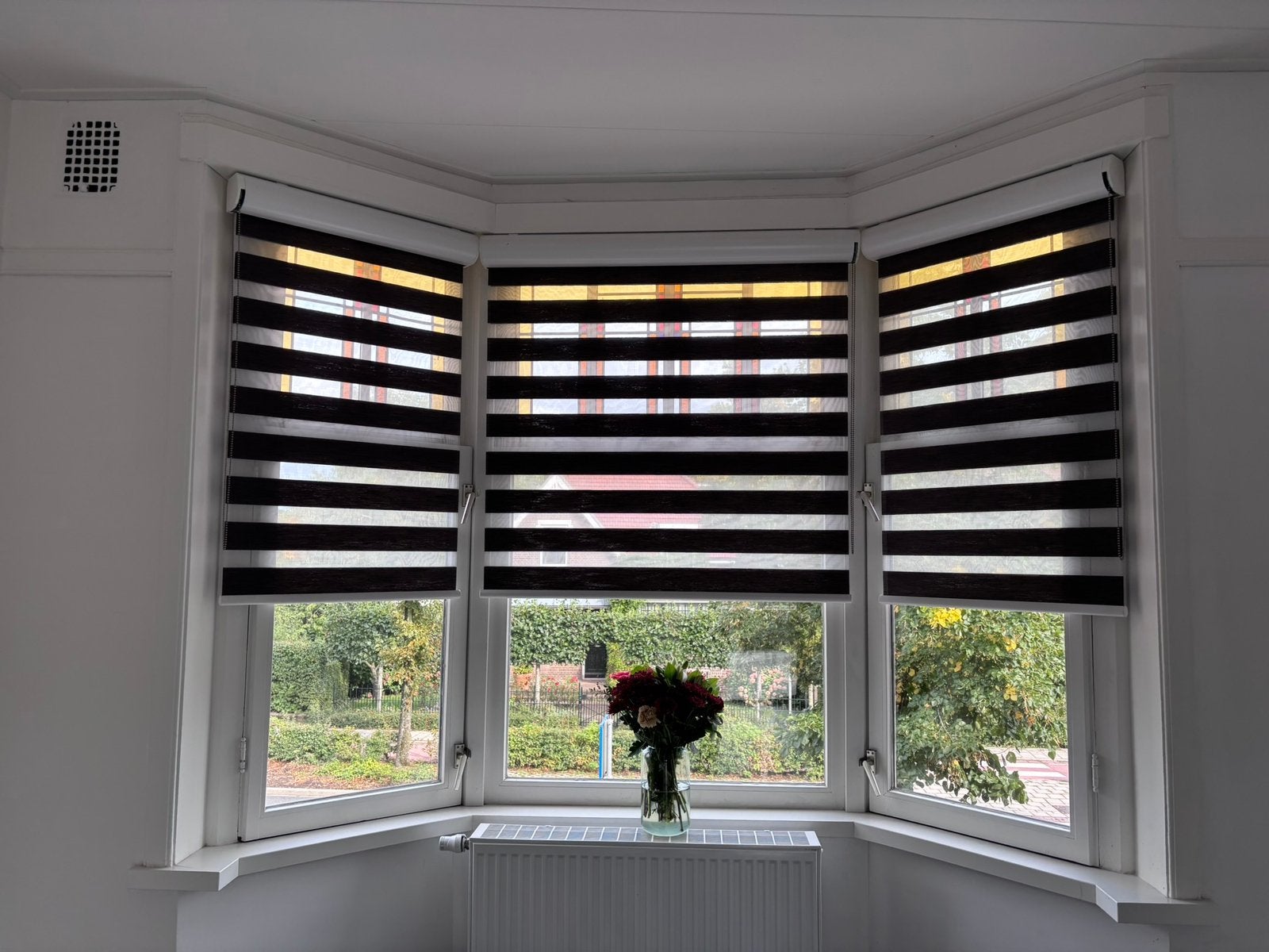Duo Rolgordijnen lichtdoorlatend, Huis en Inrichting, Ophalen, Bruin, Rolgordijn, Lichtdoorlatend