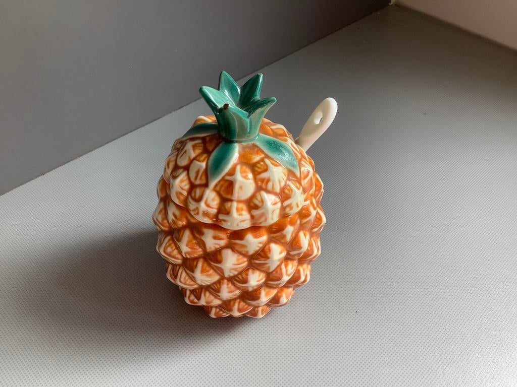 Mooie oude vintage jampot Ananas van Goebel uit 1964 gemerkt, Ophalen of Verzenden