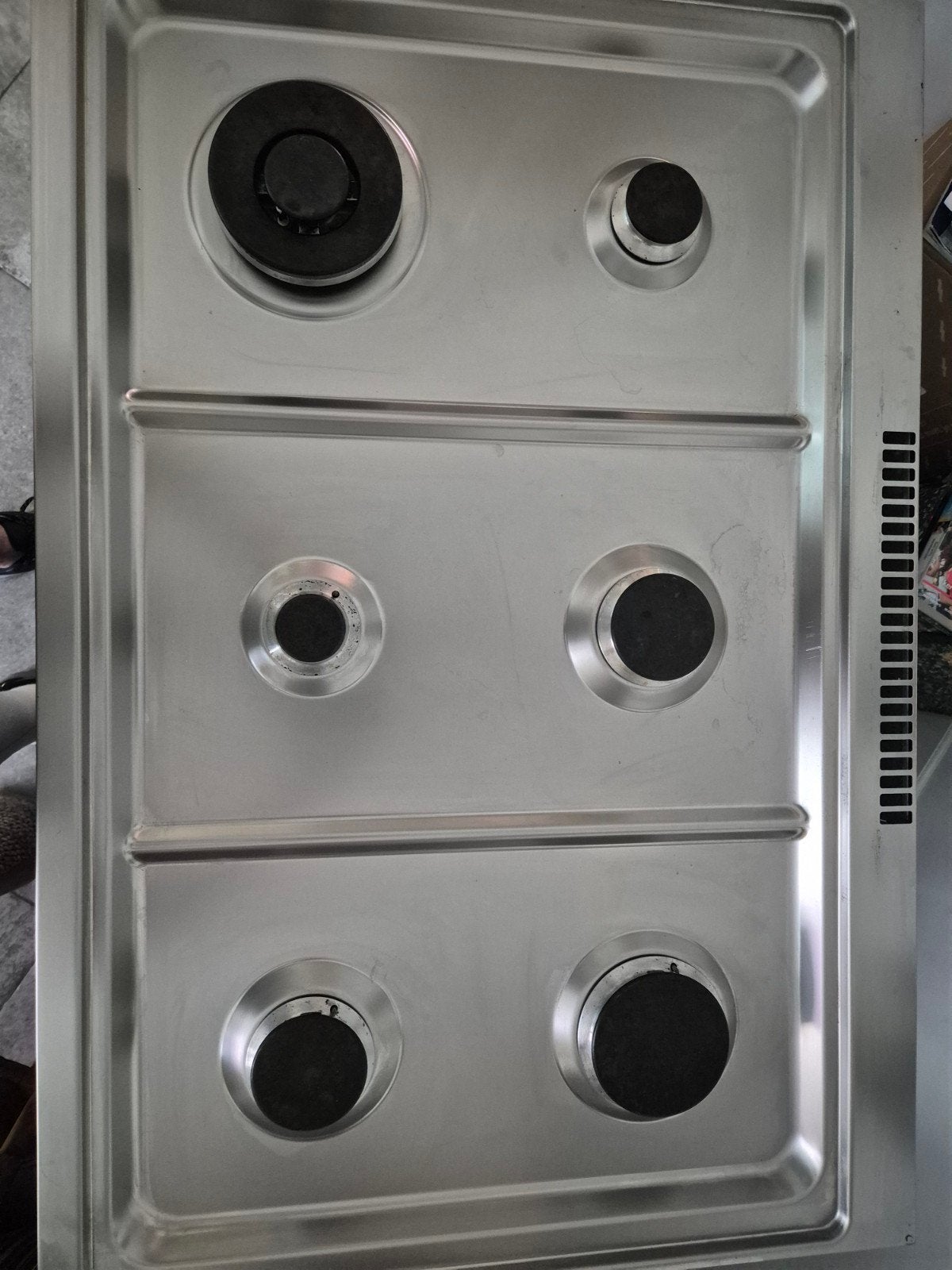 6 pits gasfornuis Smeg zwart / rvs, Ophalen, Gebruikt, Hete lucht, 60 cm of meer