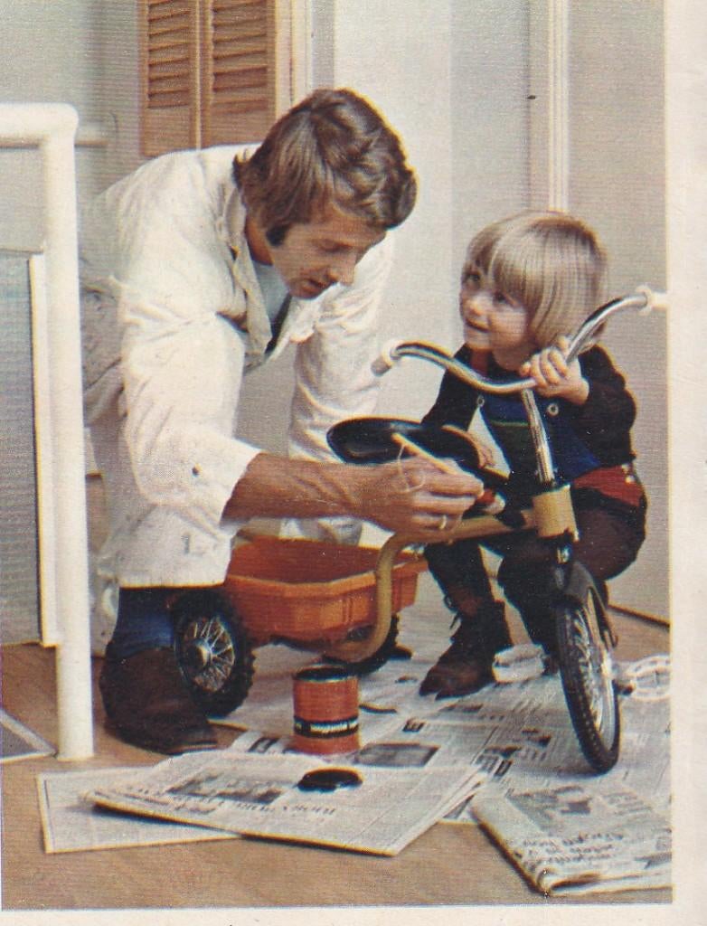 retro reclame 1974 De Schilder jongetje met driewieler, Verzenden, Overige typen