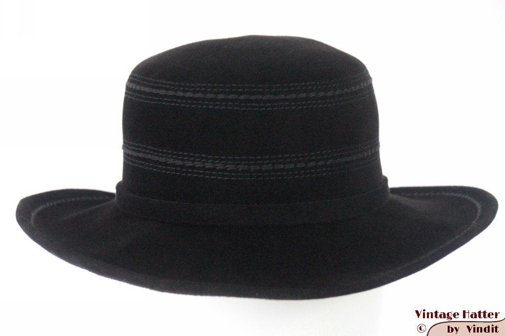 Vintage Dameshoed Mayser zwart fluweel 56 gratis verzenden, 56 of 57 cm (M, 7 of 7⅛ inch), Mayser, Hoed, Ophalen of Verzenden