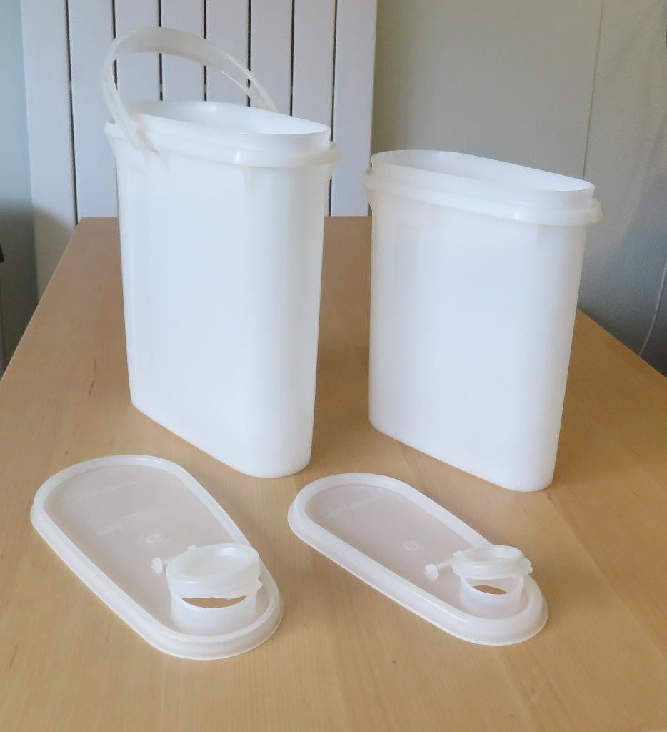 Tupperware 2 Voorraadbussen Bewaardoos Schenkkan, Ophalen, Gebruikt, Wit, Bus of Trommel