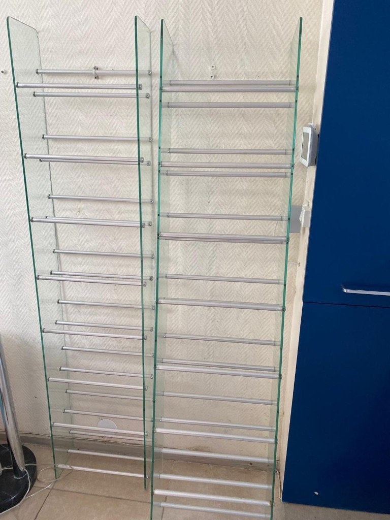2 glazen dvd rekken, Ophalen, 150 discs of meer, Cd's of Dvd's, Glas