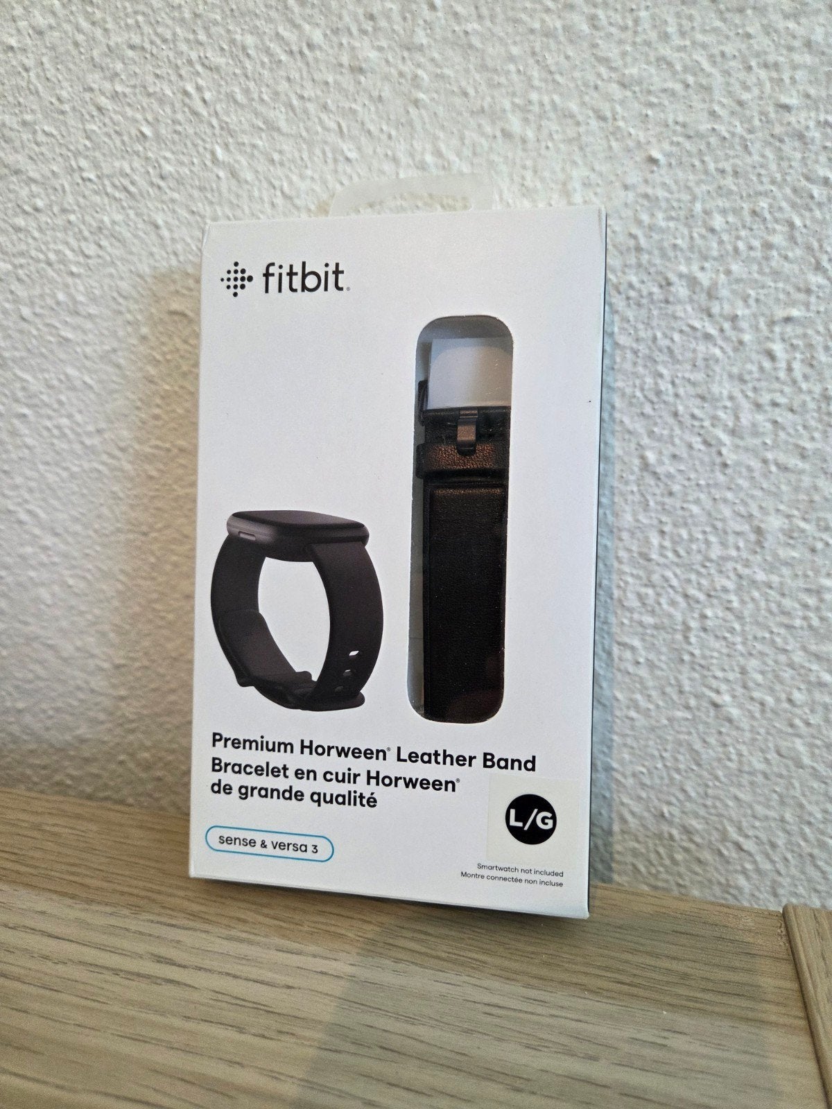 Fitbit Sense & Versa 3 Premium Horween Leren Band Zwart L/G, Ophalen of Verzenden, Nieuw, Zwart, Fitbit