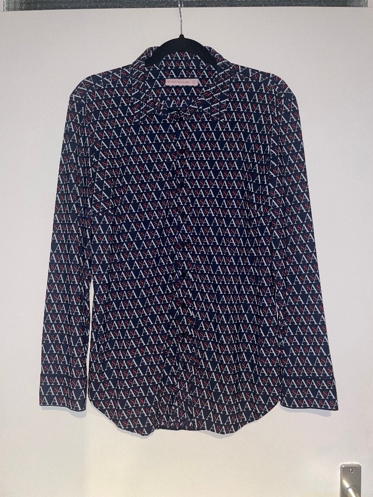 STUDIO ANNELOES logo print travelstof blouse top mt L, Studio Anneloes, Blauw, Maat 42/44 (L), Ophalen of Verzenden