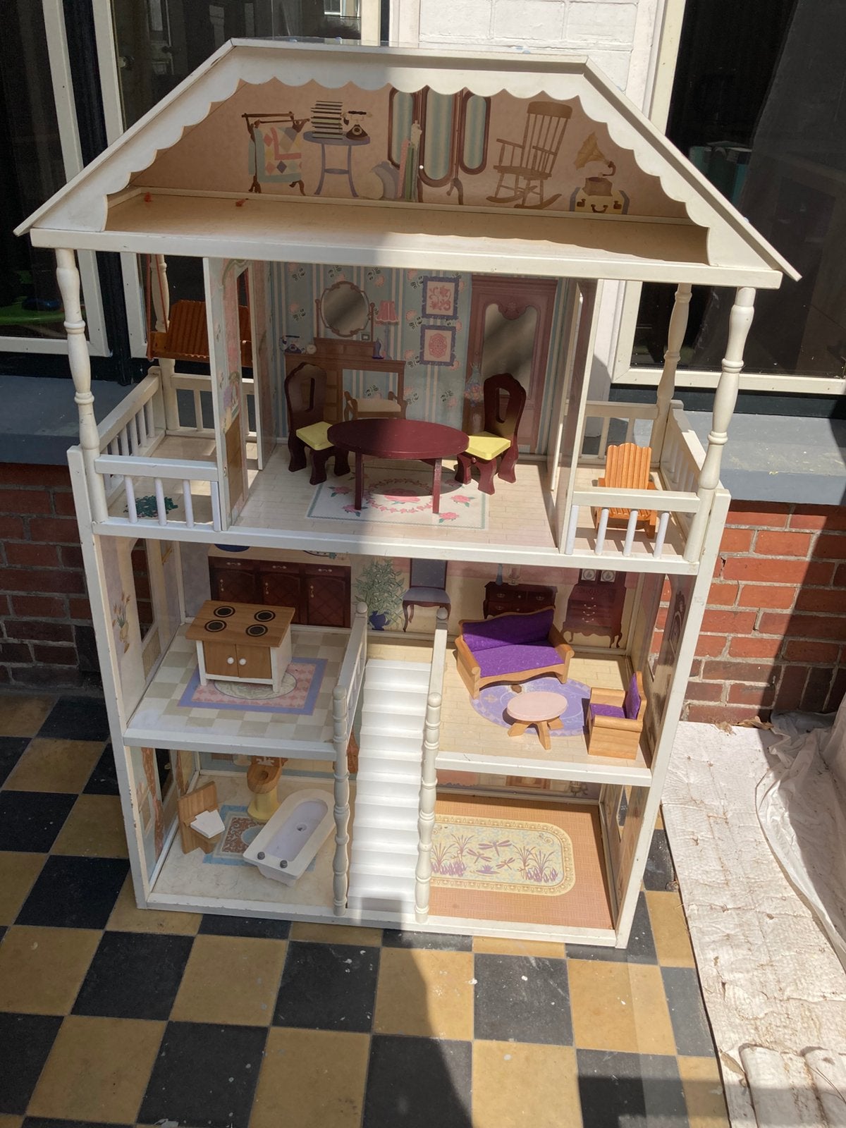 Poppenhuis met meubeltjes, Ophalen, Gebruikt, Poppenhuis