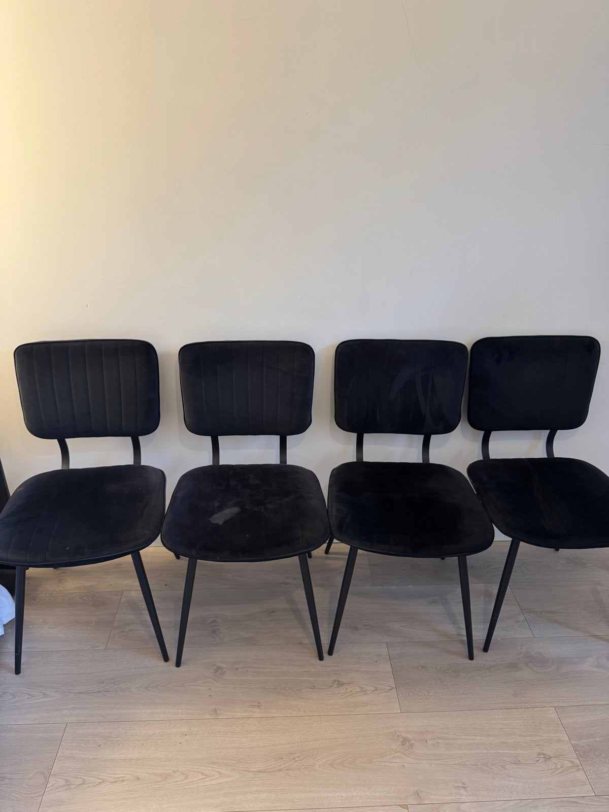 Set van vier Xenos stoelen in velours - Zwart, Ophalen, Gebruikt, Zwart, Vier