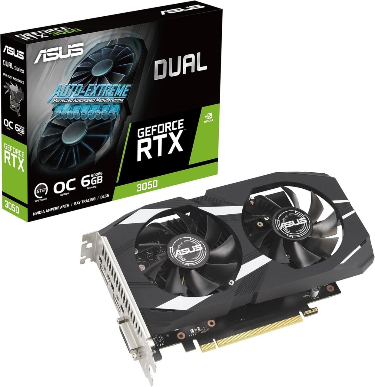 ASUS GeForce RTX 3050 6G DUAL OC Videokaart (Gebruikt), Gebruikt, GDDR6, PCI-Express 4, VGA