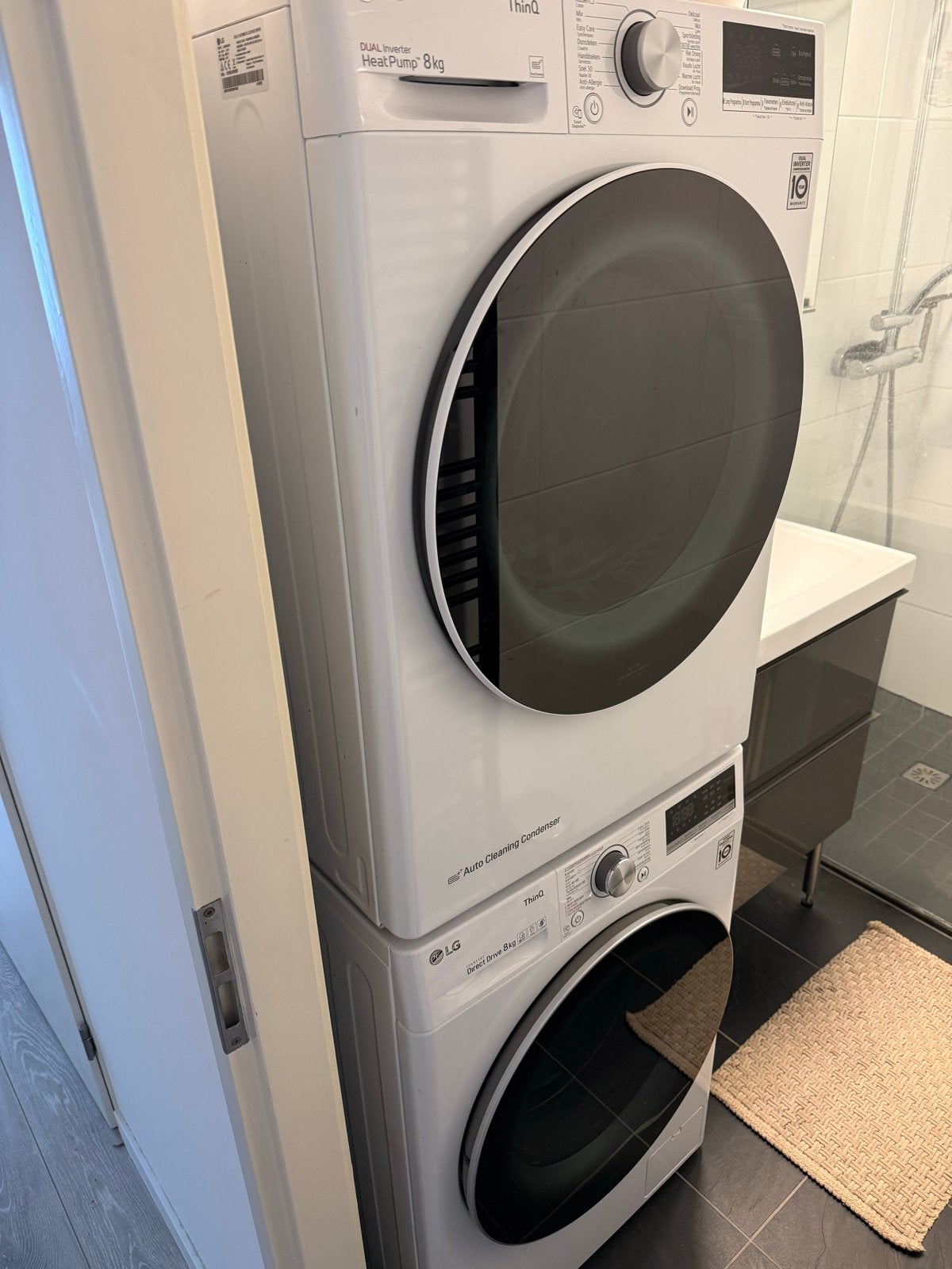 LG Wasmachine en Droger Set - 5 jaar oud, Witgoed en Apparatuur, Ophalen, Gebruikt, 8 tot 10 kg, 85 tot 90 cm