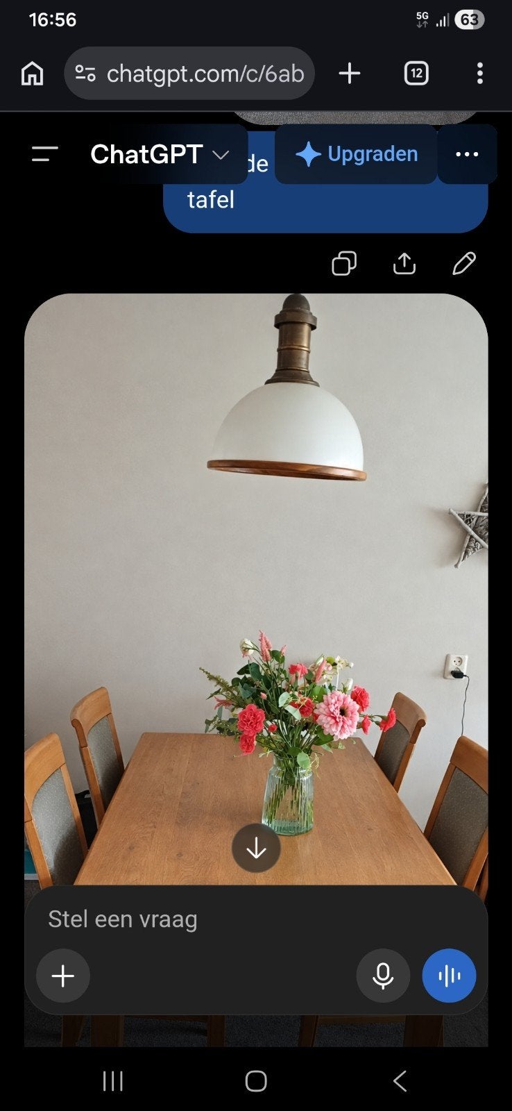 Massief licht eiken eettafel met 4 stoelen (160x85 cm)
