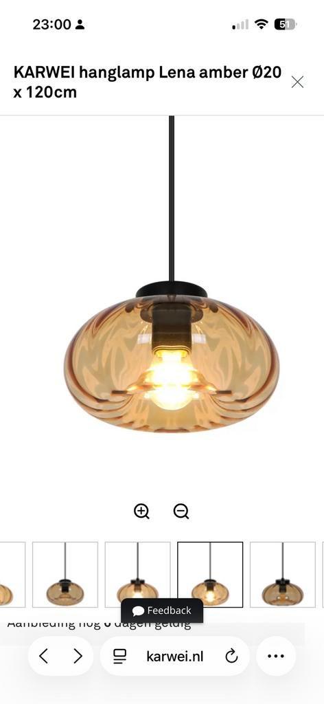 Glazen Hanglamp, Ophalen, Zo goed als nieuw, Glas, Minder dan 50 cm