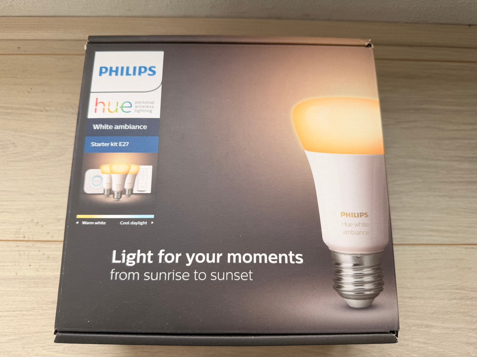Philips Hue White Ambiance – 3x E27 + NIEUWE dimmer, Philips Hue, Instelbaar wit, Zo goed als nieuw, Smart lamp