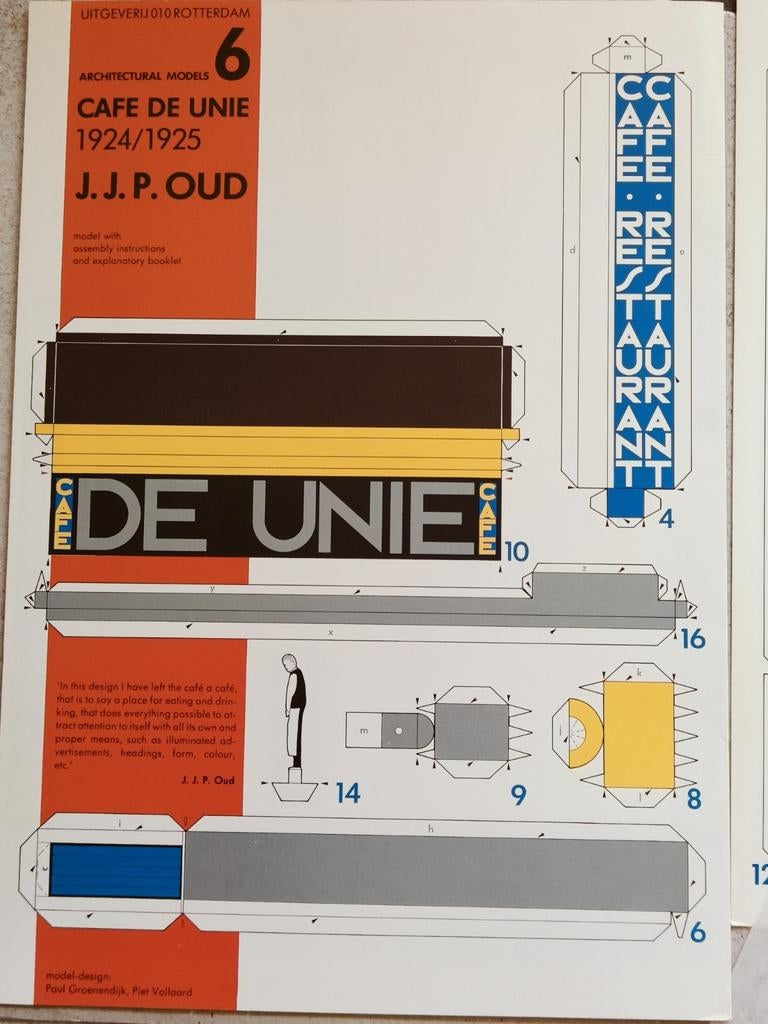 MODEL CAFÉ " DE UNIE", ROTTERDAM, ARCHITECT J.J.P OUD,., Boeken, Ophalen of Verzenden, Gelezen, Fotografen