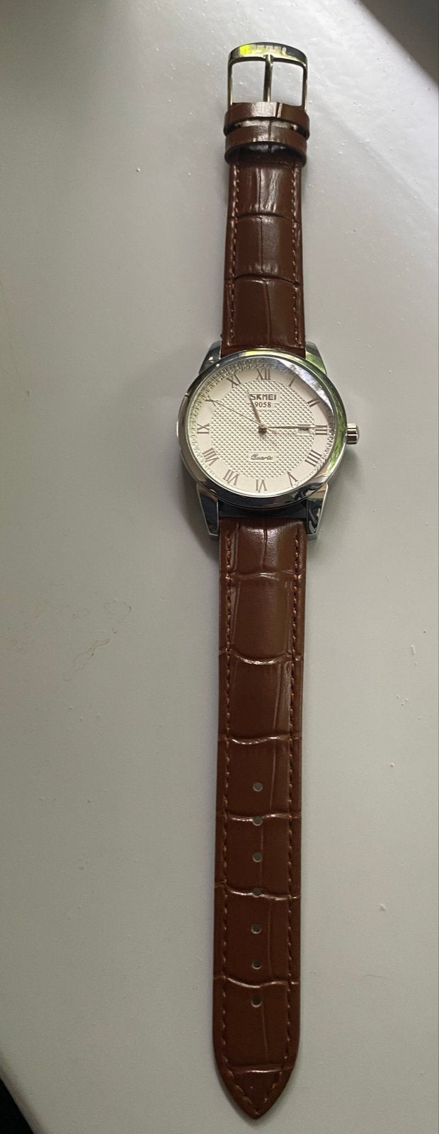 Nieuw Skmei 9058 Polshorloge met Bruine Leren Band, Sieraden, Tassen en Uiterlijk, Overige merken, Leer, Staal, Polshorloge