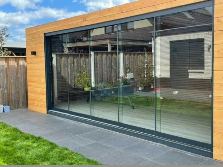 Glazen schuifpui voor terrasoverkapping of tuinkamer, 225 cm of meer, Ophalen of Verzenden, Schuifpui, Nieuw