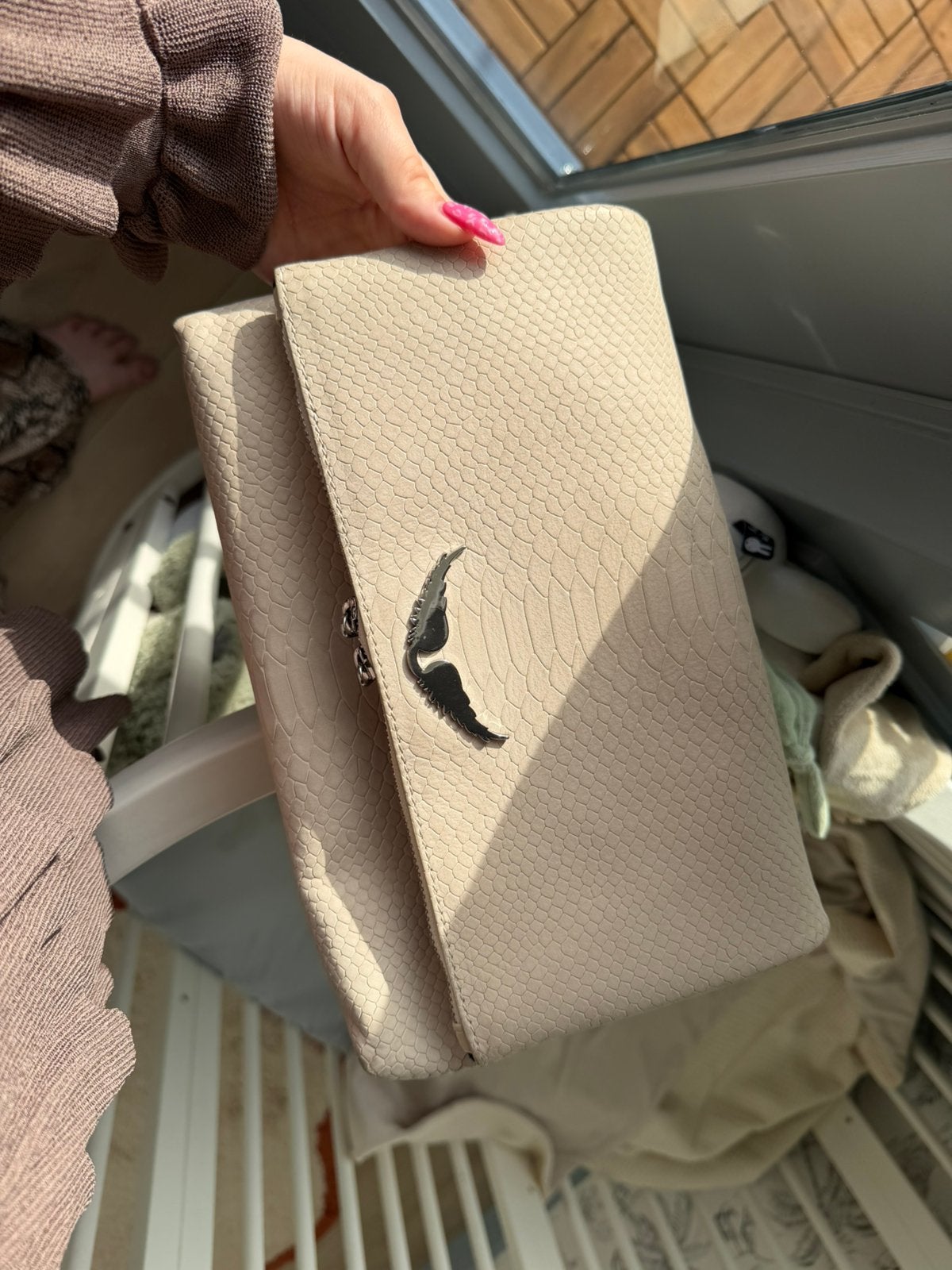 zadig en voltaire tas rocky xl, Ophalen, Gebruikt, Beige, Schoudertasje