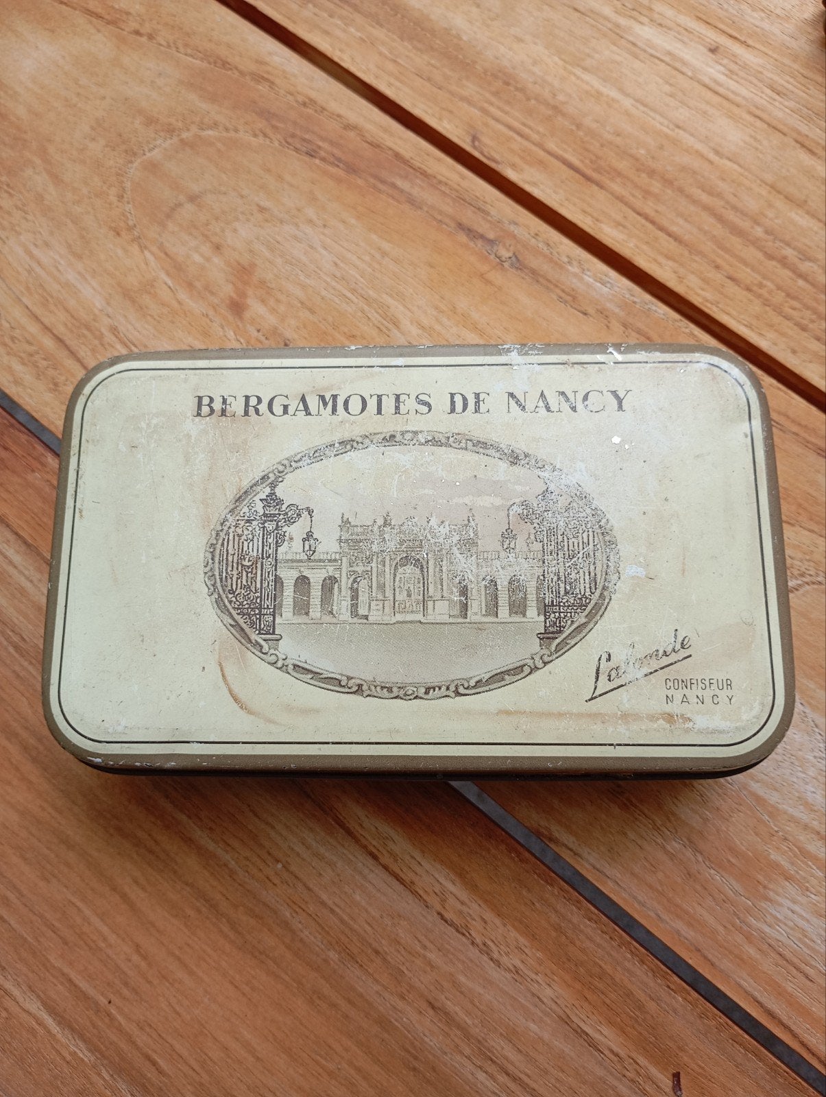 Vintage Blikje Bergamotes De Nancy Lalondes Confiseur Macaro, Verzamelen, Ophalen of Verzenden, Gebruikt