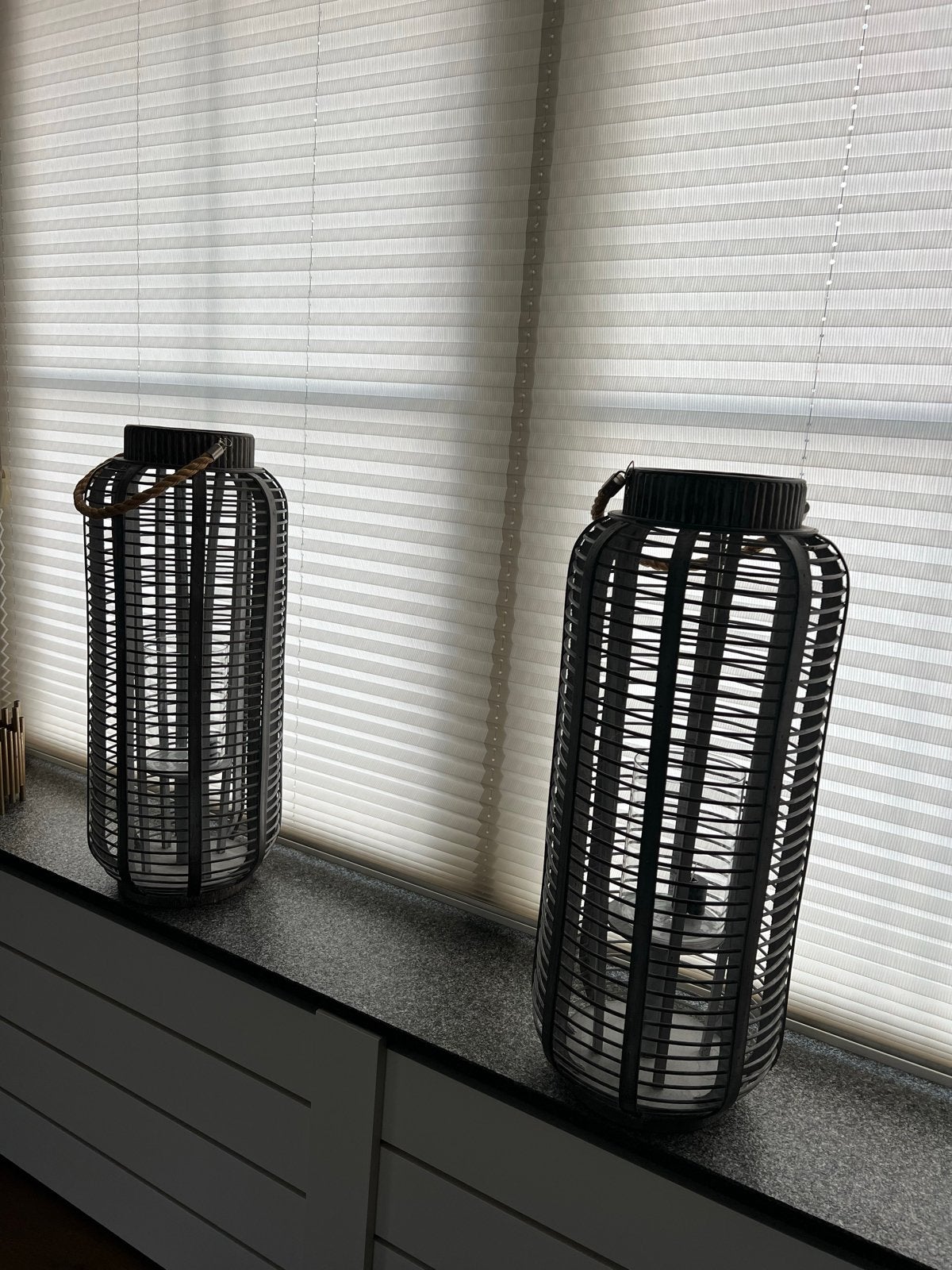 Set van 2 white wash windlichten van stevig hout, Ophalen, Hout, Nieuw, Landelijk