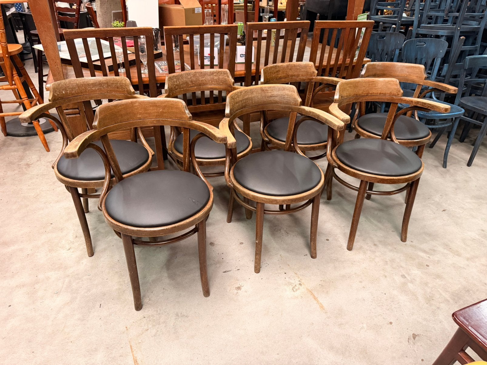 Vintage retro klassieke thonet bistro stoelen, Bruin, Ophalen of Verzenden, Cafe thonet vintage retro bistro kroeg, Vijf, Zes of meer stoelen