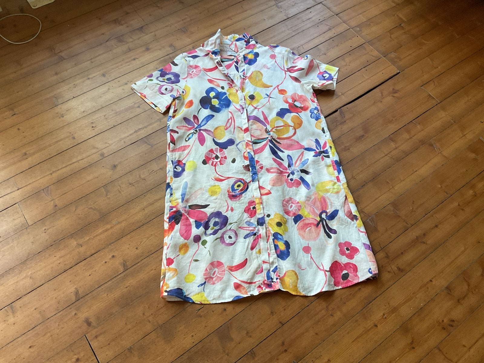 Backstage linnen zomerjurk M met bloemenpatroon, Verzenden, Zo goed als nieuw, Maat 38/40 (M), Meerkleurig